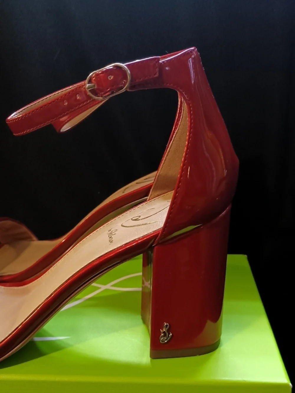 Sam Edelman DANIELLA Passion Red Block Heels w/Ankle Strap Women Sz 9M Like New